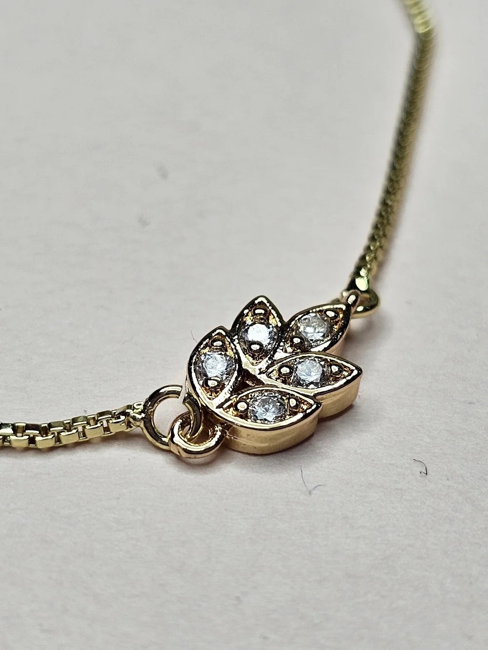 Gold Crystal Leaf Adjustable Bracelet for Women